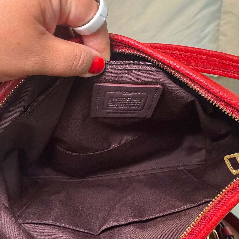 Coach Laurel Pebbled Leather Shoulder Bag in Red - Picture 11 of 11